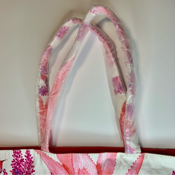Estee Lauder Pink Floral Hummingbird Large Over Night Travel Shopping Tote Bag - Picture 7 of 12